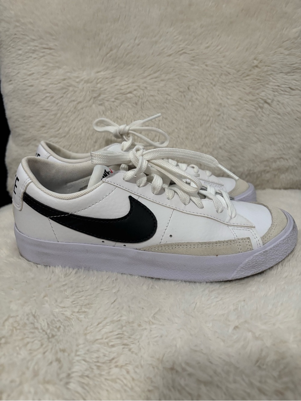 Nike White Low-Top Sneakers with Black Swoosh